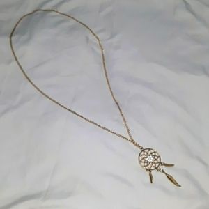 Gold Necklace with Indian Windcatcher charm 16" long